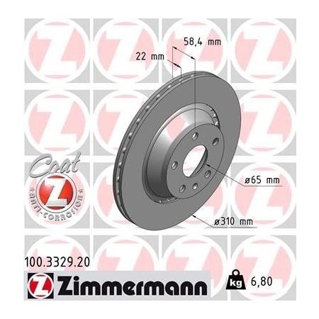 Zimmermann BRAKE DISC - STANDARD/COATED, PK2 100332920